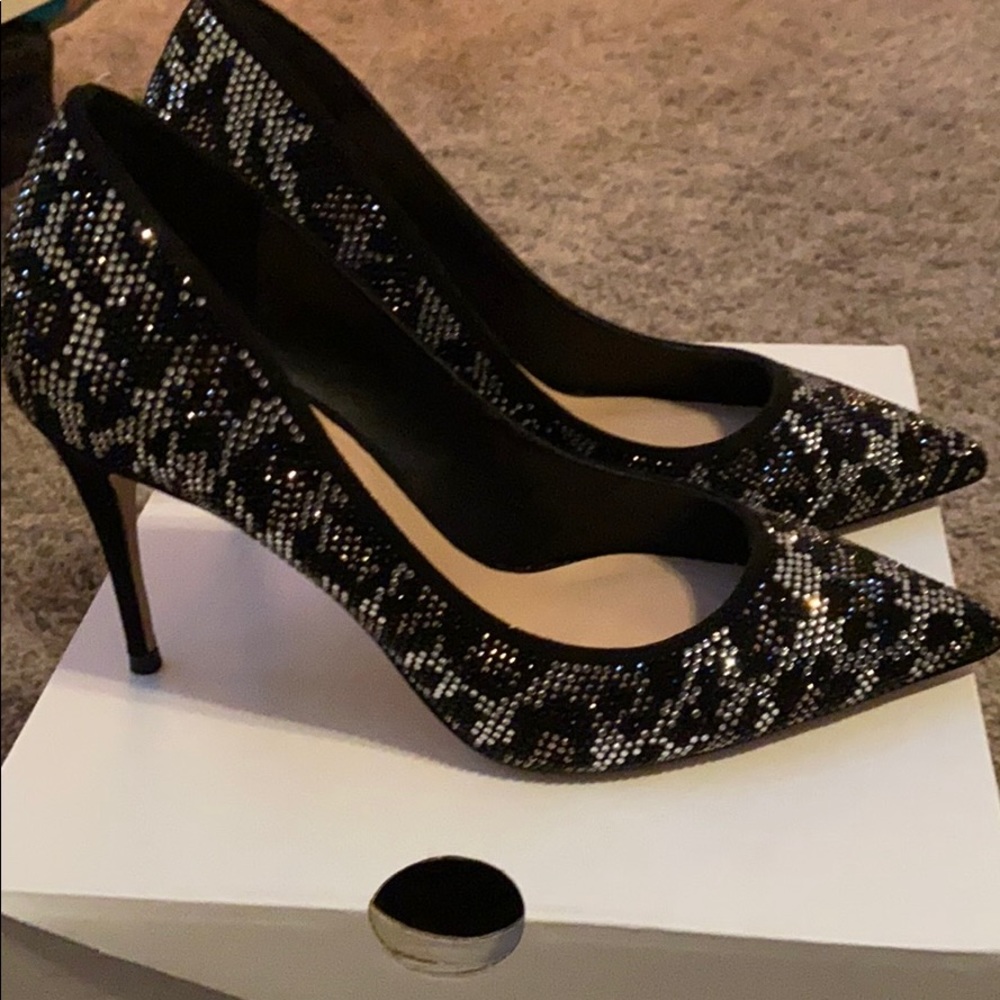 Leopard rhinestone heels